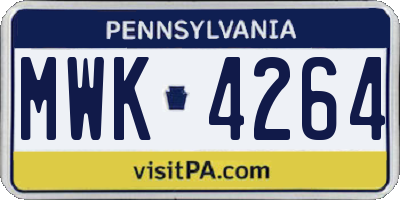 PA license plate MWK4264