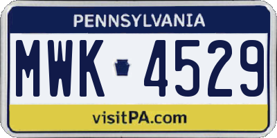 PA license plate MWK4529