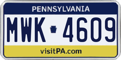 PA license plate MWK4609