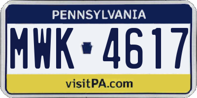 PA license plate MWK4617