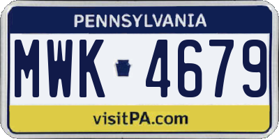 PA license plate MWK4679