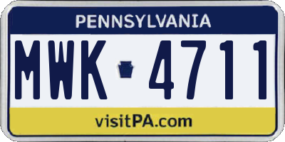 PA license plate MWK4711