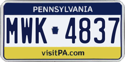 PA license plate MWK4837