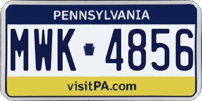 PA license plate MWK4856