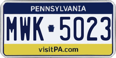 PA license plate MWK5023