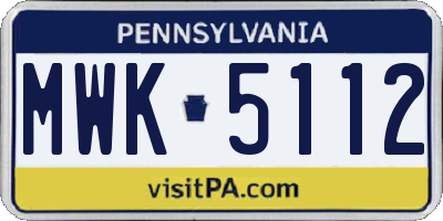PA license plate MWK5112