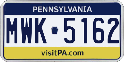 PA license plate MWK5162