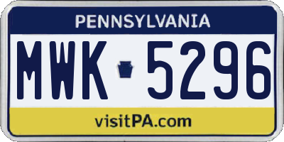 PA license plate MWK5296