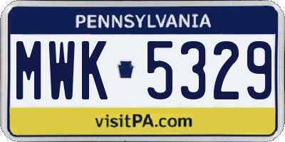 PA license plate MWK5329