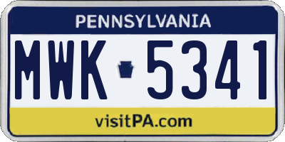 PA license plate MWK5341