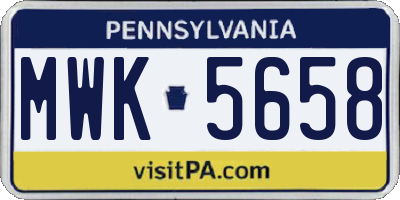 PA license plate MWK5658