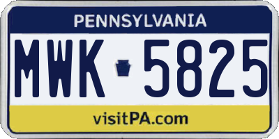 PA license plate MWK5825
