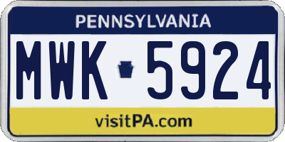 PA license plate MWK5924