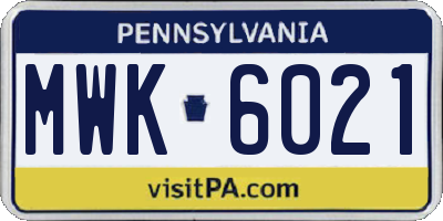 PA license plate MWK6021