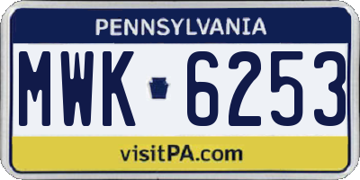 PA license plate MWK6253