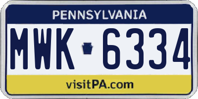 PA license plate MWK6334