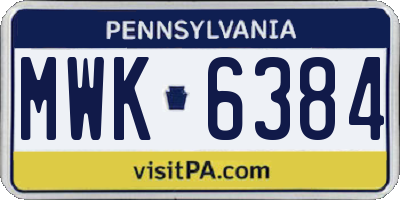 PA license plate MWK6384