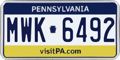 PA license plate MWK6492