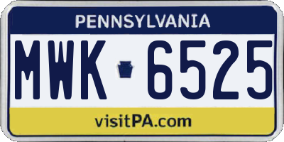 PA license plate MWK6525