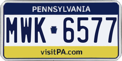 PA license plate MWK6577