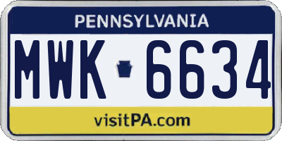 PA license plate MWK6634