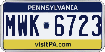 PA license plate MWK6723