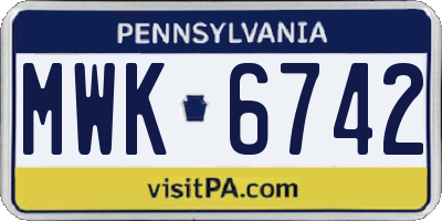 PA license plate MWK6742
