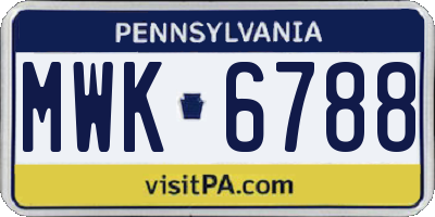 PA license plate MWK6788