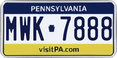 PA license plate MWK7888