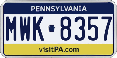 PA license plate MWK8357