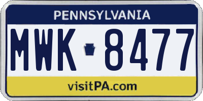 PA license plate MWK8477