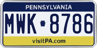 PA license plate MWK8786