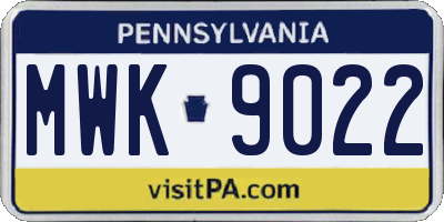 PA license plate MWK9022