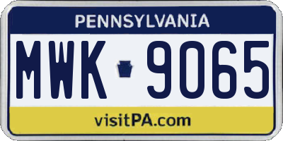 PA license plate MWK9065