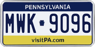 PA license plate MWK9096