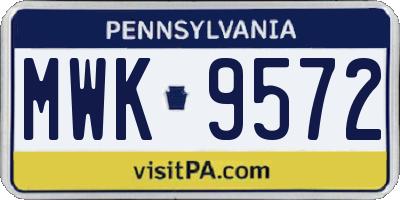 PA license plate MWK9572