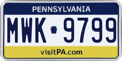 PA license plate MWK9799