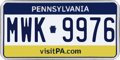 PA license plate MWK9976