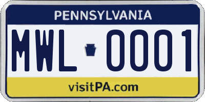PA license plate MWL0001