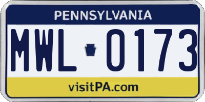 PA license plate MWL0173