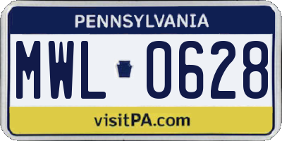 PA license plate MWL0628