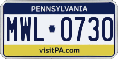 PA license plate MWL0730