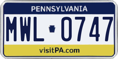 PA license plate MWL0747
