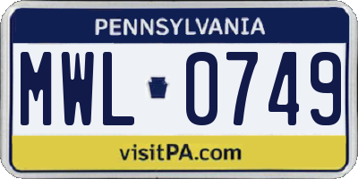 PA license plate MWL0749