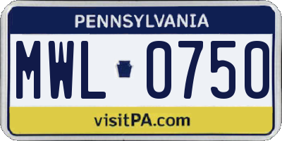 PA license plate MWL0750