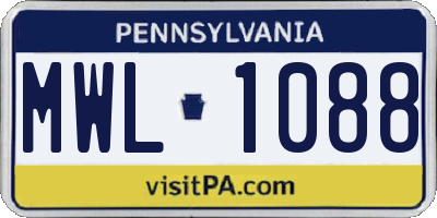 PA license plate MWL1088