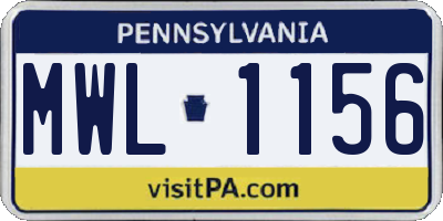 PA license plate MWL1156