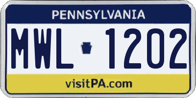 PA license plate MWL1202