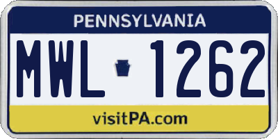 PA license plate MWL1262