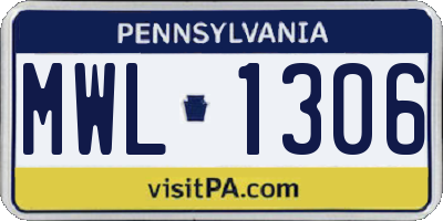 PA license plate MWL1306